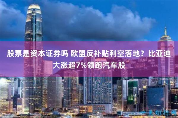 股票是资本证券吗 欧盟反补贴利空落地？比亚迪大涨超7%领跑汽车股